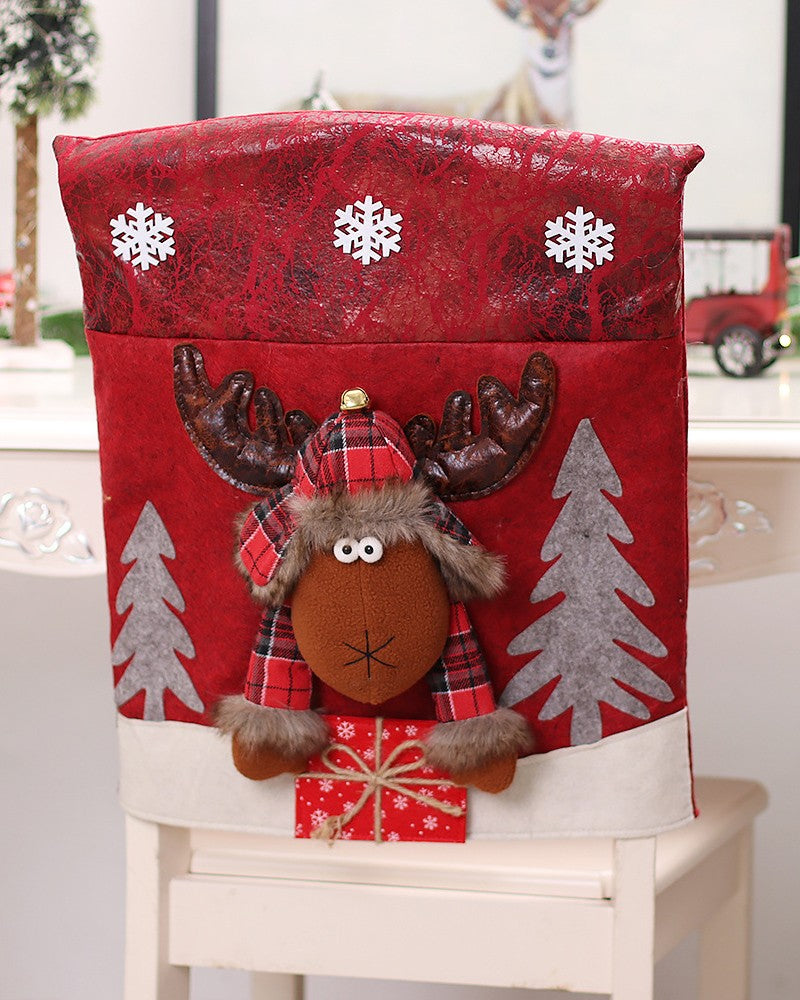 Christmas Dining Chair Slipcovers Cartoon Character Chair Seat Back Covers Protector Holidays Home Party Decorations