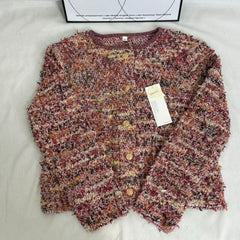 French-Style Round-Neck Long-Sleeve Cardigan