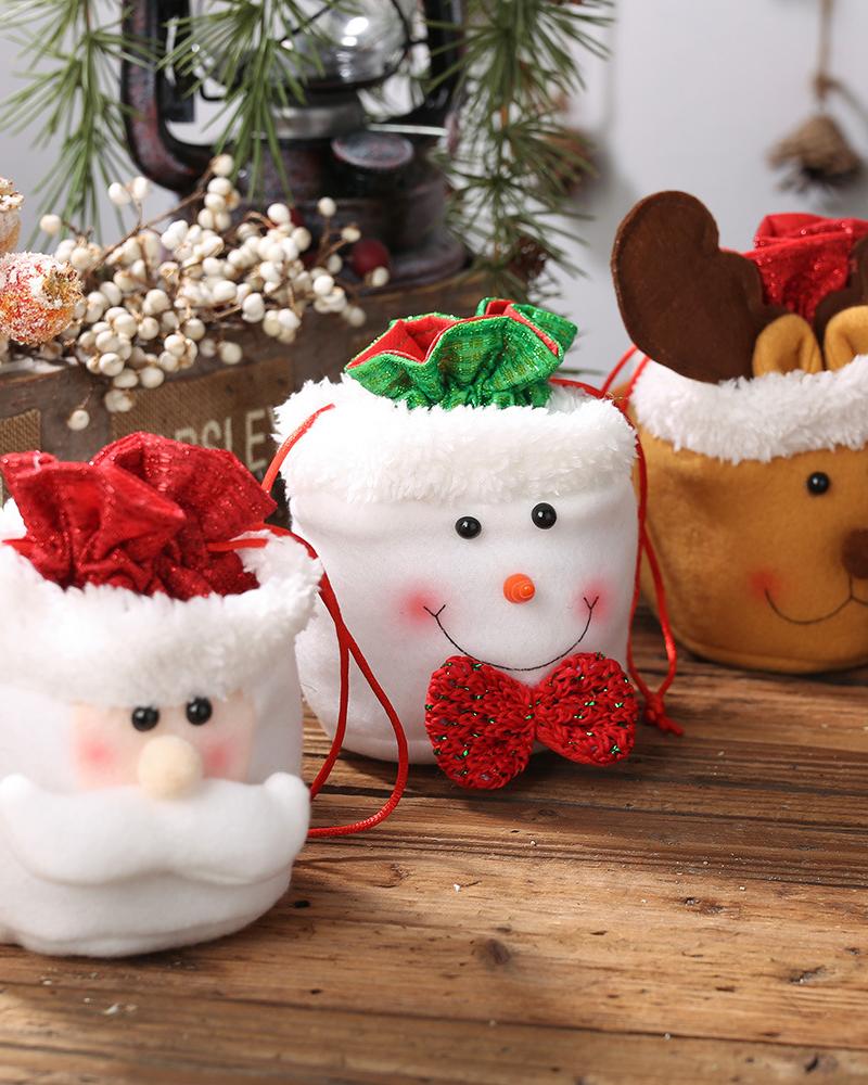 1pc Christmas Drawstring Gift Bag Mini Candy Bag Kids Gift Treat Sack Favor Bag Christmas Holiday Party Supplies