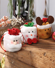 1pc Christmas Drawstring Gift Bag Mini Candy Bag Kids Gift Treat Sack Favor Bag Christmas Holiday Party Supplies