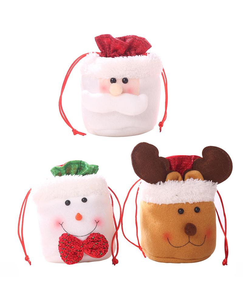 1pc Christmas Drawstring Gift Bag Mini Candy Bag Kids Gift Treat Sack Favor Bag Christmas Holiday Party Supplies