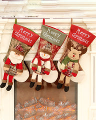 Xmas Big Stockings Santa Snowman Elk Hanging Candy Bag Christmas Tree Ornament