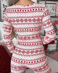 Snowflake Fair Isle Print Long Sleeve Sleep Onesie