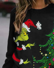 Christmas Graphic Print Long Sleeve Top