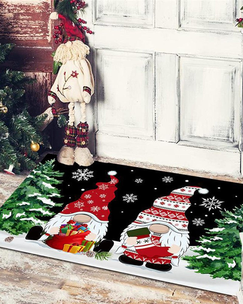 Merry Christmas Santa Claus Plaid Welcome Home Front Door Decorations Christmas Decor Door Mat Anti Slip Bottom Indoor Outdoor Carpet