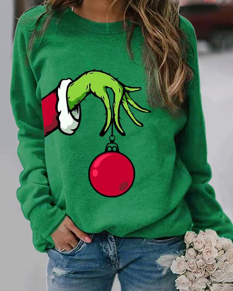 Christmas Graphic Print Long Sleeve Top