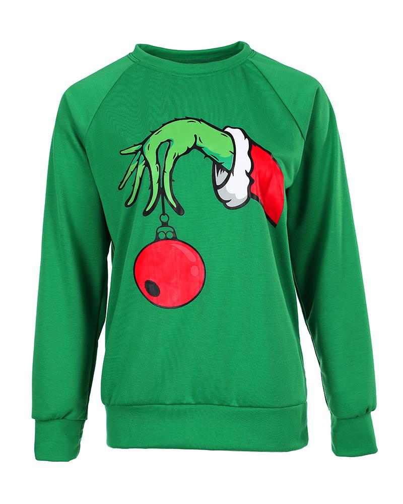 Christmas Graphic Print Long Sleeve Top