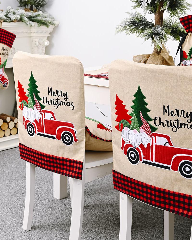 1pc Christmas Dining Chair Cover Dinner Chair Slipcover Christmas Chair Seat Back Cover Protector Holidays Home Party Decoration