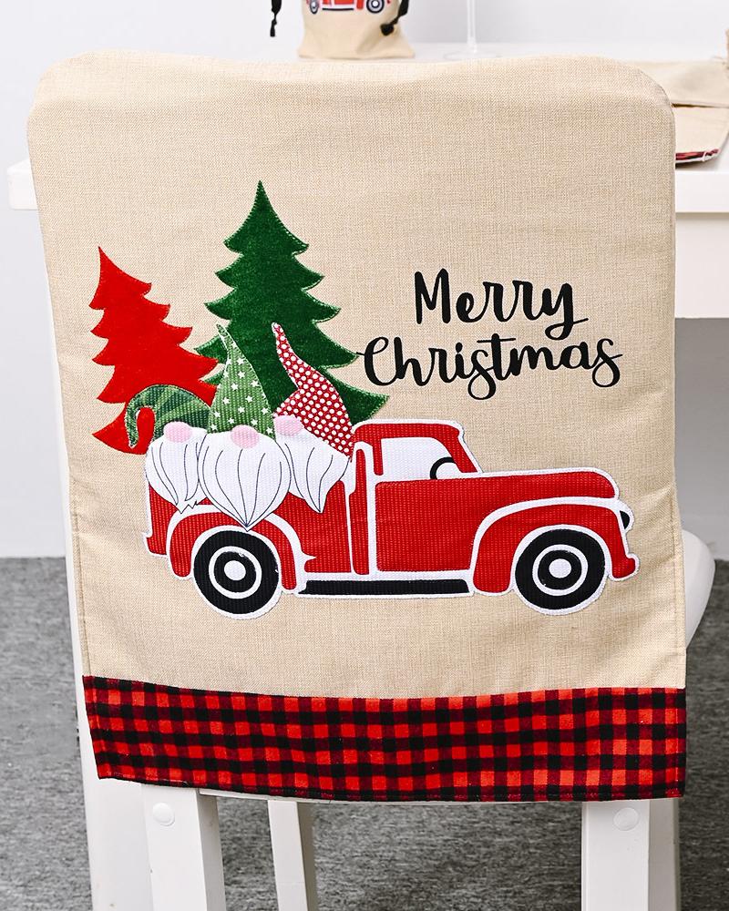 1pc Christmas Dining Chair Cover Dinner Chair Slipcover Christmas Chair Seat Back Cover Protector Holidays Home Party Decoration