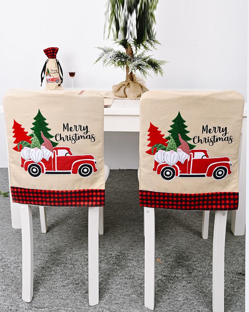 1pc Christmas Dining Chair Cover Dinner Chair Slipcover Christmas Chair Seat Back Cover Protector Holidays Home Party Decoration