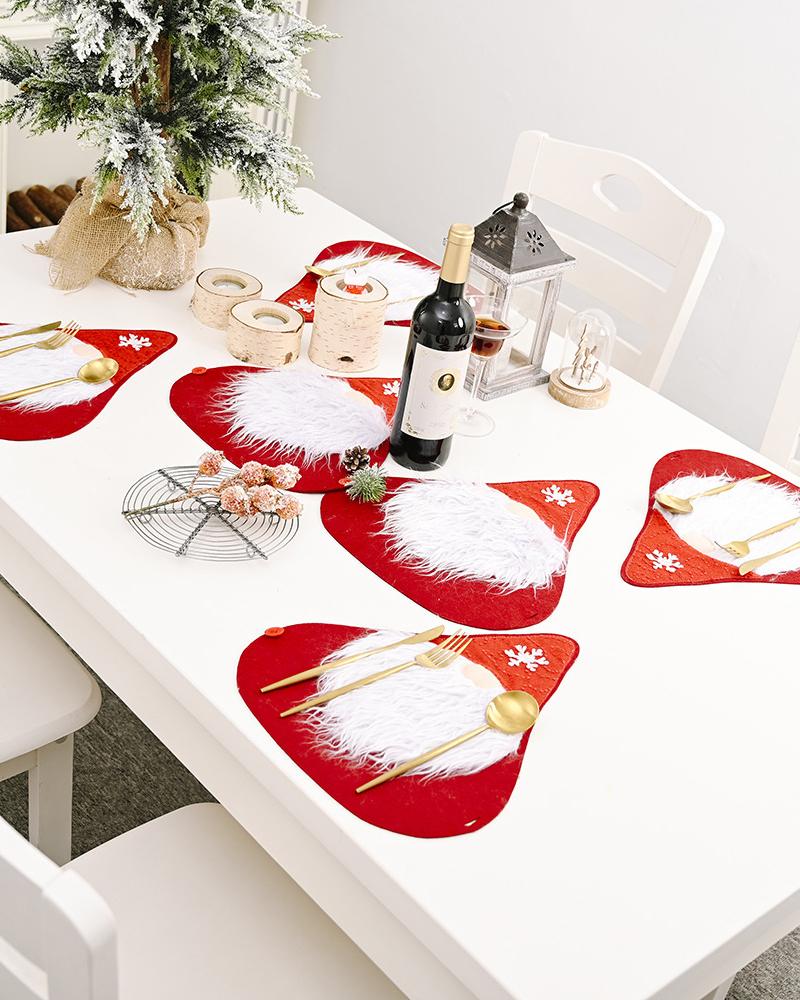 1Set Christmas Table Runner Gnome Pattern Placemats Table Mat Seasonal Winter Holiday Kitchen Dining Table Decorations Home Party Supplies