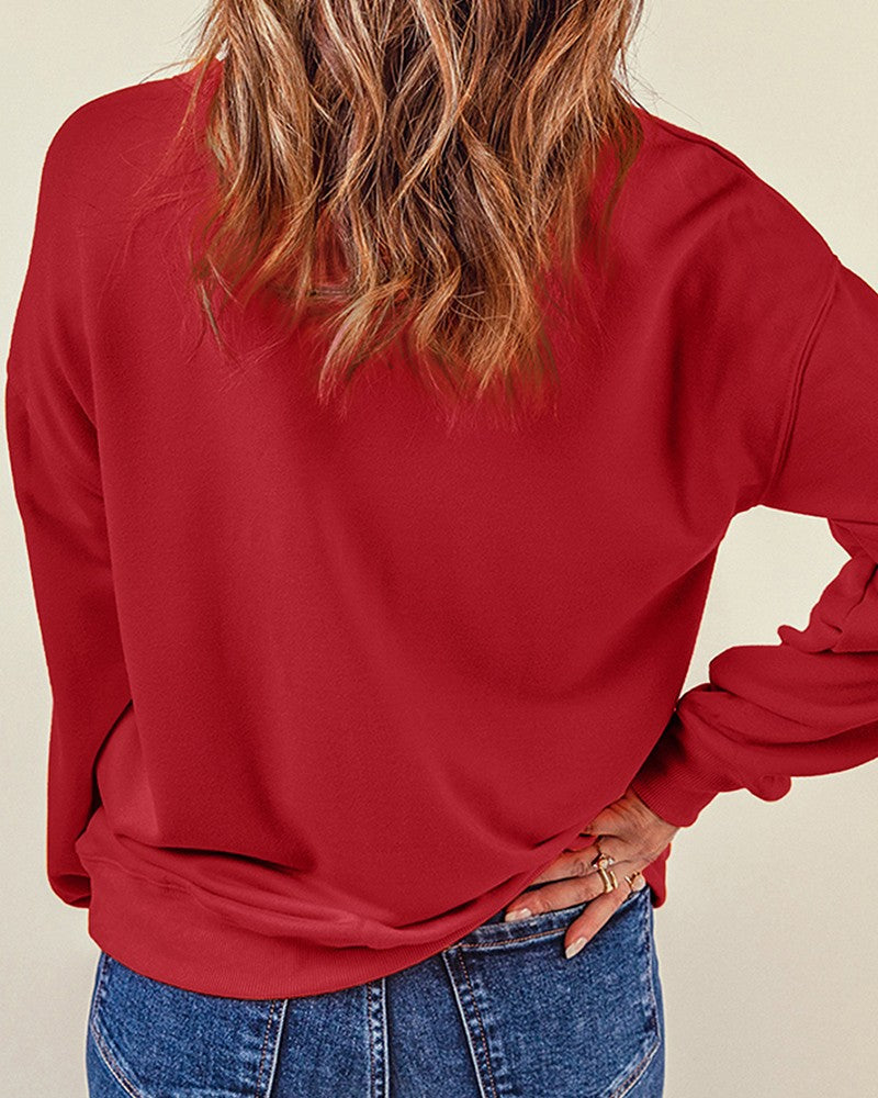 Sweatshirt mit kontrastierenden Pailletten und Weihnachtsmann-Muster