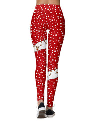 Christmas Snowflake Cartoon Elk Cat Print Leggings