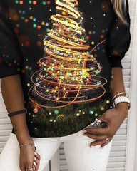 Sudadera de manga larga con estampado de árbol de Navidad