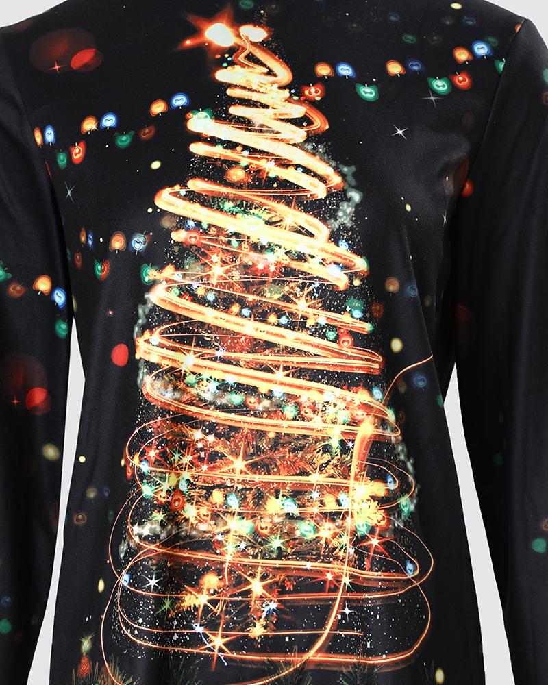 Langärmliges Sweatshirt mit Weihnachtsbaum-Print