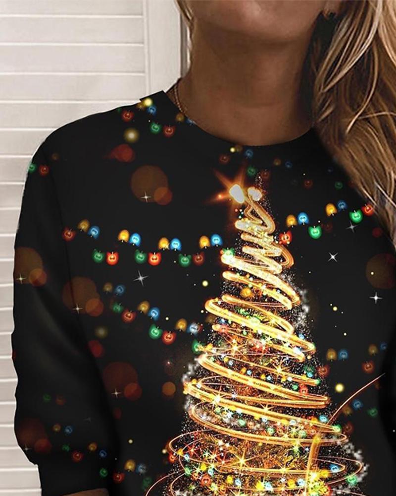 Sudadera de manga larga con estampado de árbol de Navidad