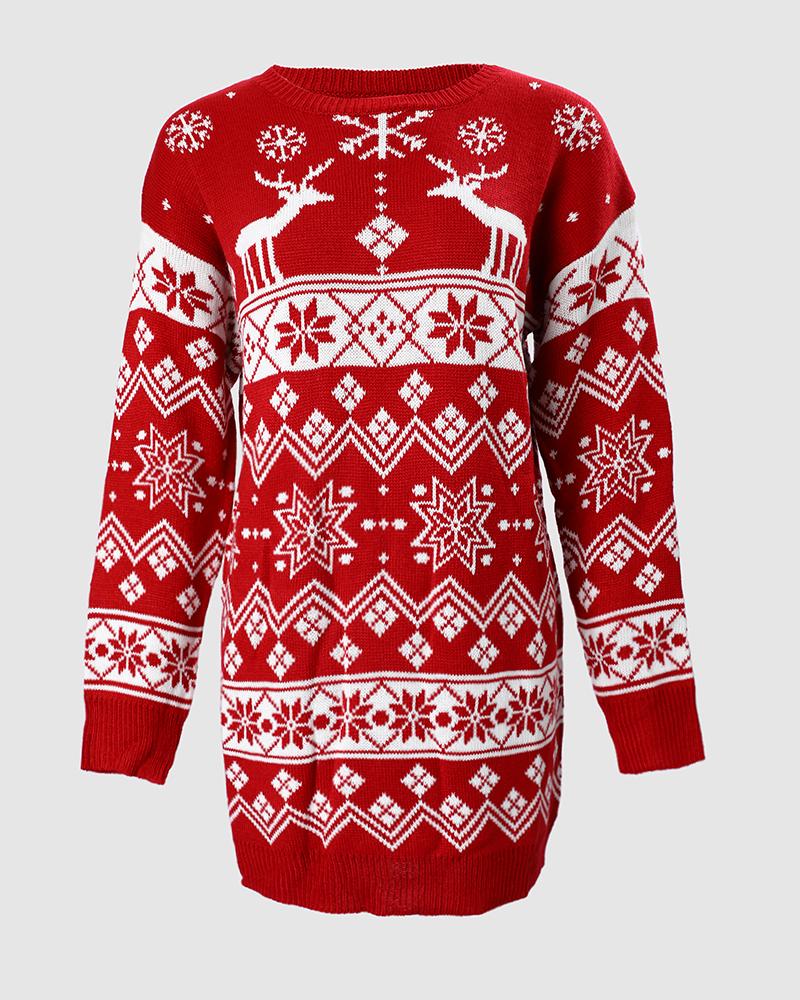 Vestido suéter de punto con patrón Fair Isle navideño