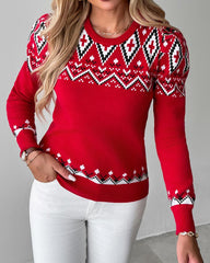 Christmas Aztec Geometric Pattern Knit Sweater