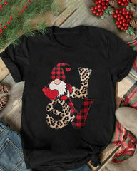 Camiseta informal de manga corta con estampado de letras navideñas