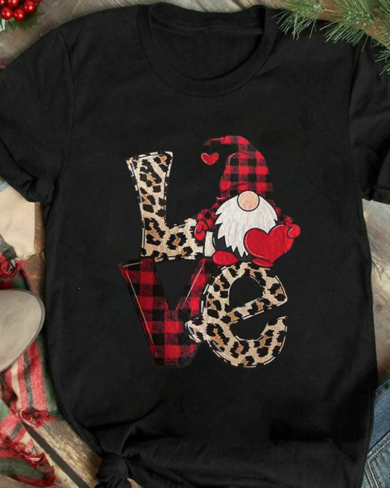 Camiseta informal de manga corta con estampado de letras navideñas