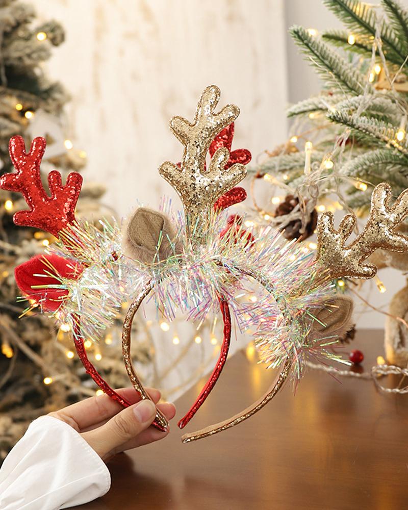 1 diadema navideña con astas, accesorio para el cabello, adorno navideño para fiesta.