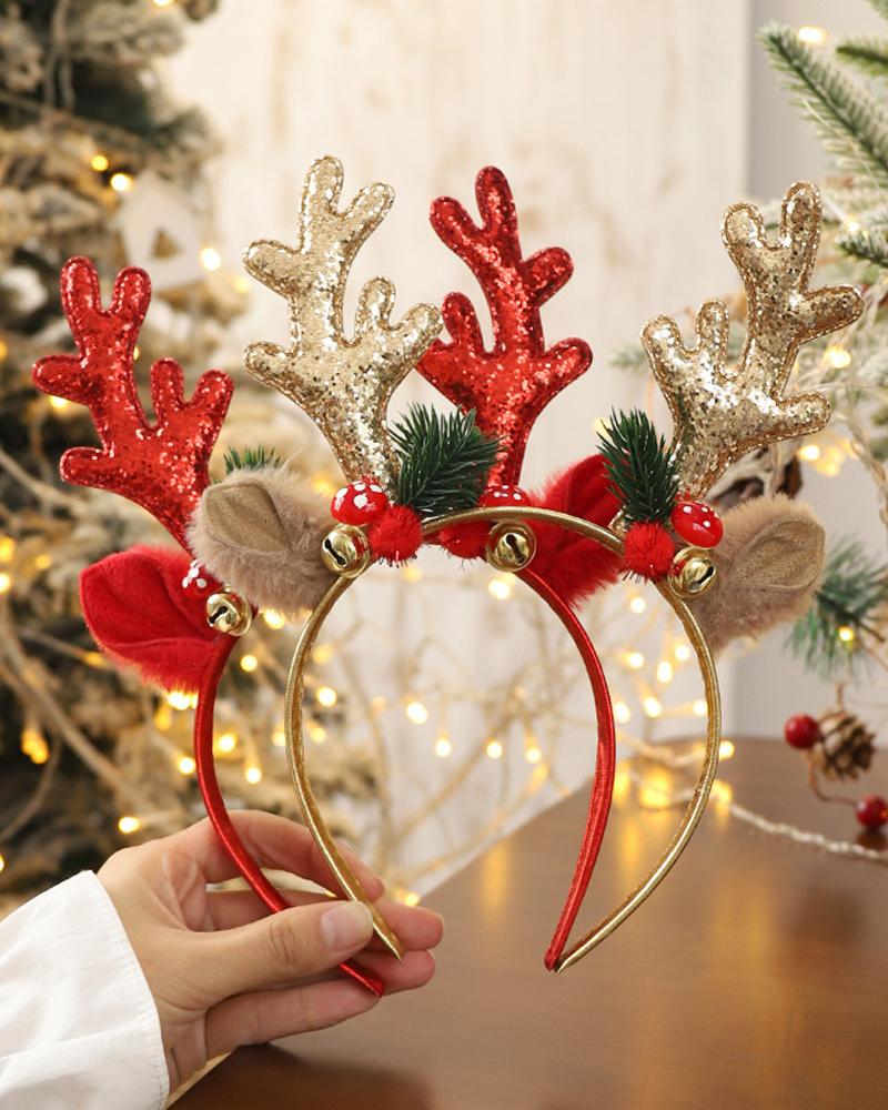 1 diadema navideña con astas, accesorio para el cabello, adorno navideño para fiesta.