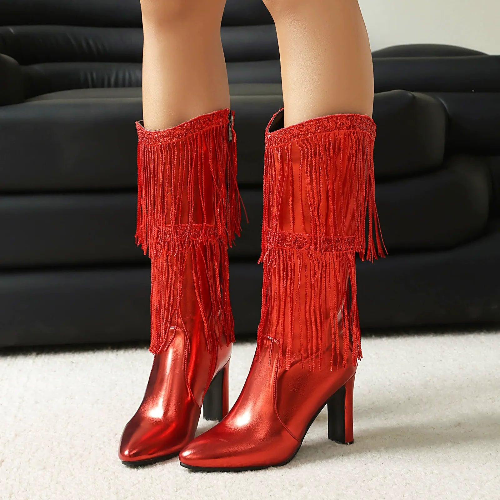 Sequined High Boots