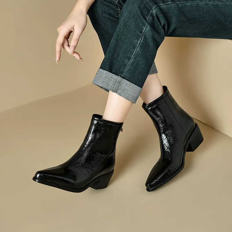 Chunky Heel Lychee Boots