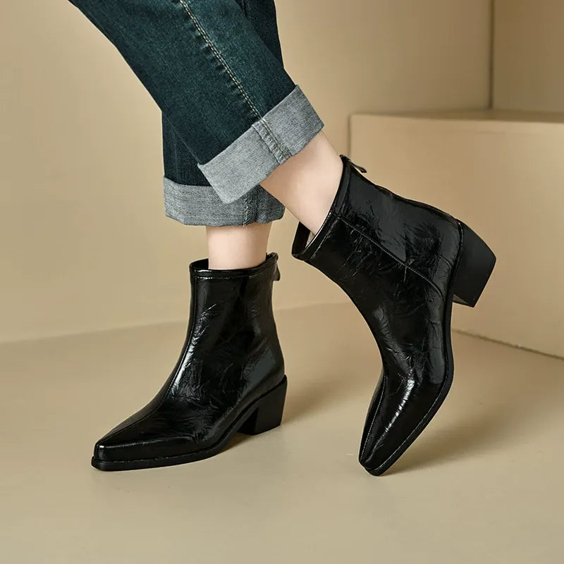 Chunky Heel Lychee Boots