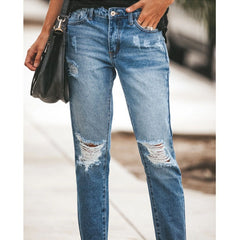Lennon Distressed High Rise Denim
