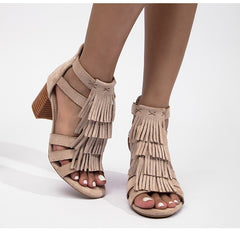 Open Toe Tassels Ankle Ladies Sandals