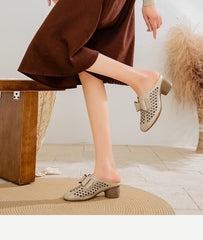 Bow-knot Breathable Perforated Slippers