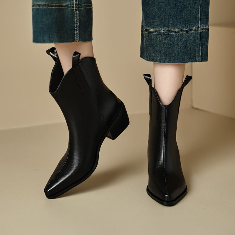 Chunky Heel Lychee Boots
