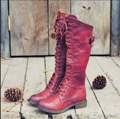 Buckle-Laced Biker Boots