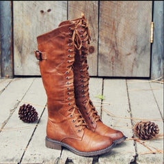 Buckle-Laced Biker Boots
