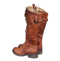 Buckle-Laced Biker Boots