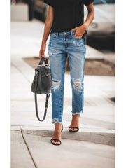 Lennon Distressed High Rise Denim