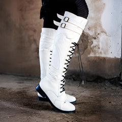 Flat-Heeled Lace-Up Boots