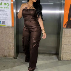 Quince Pocketed Satin Utility Jumpsuit