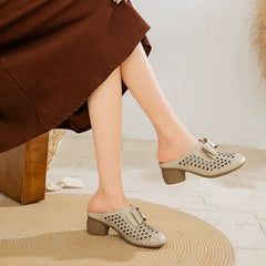 Bow-knot Breathable Perforated Slippers