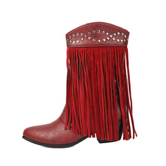 Tassel Rhinestone Short Boots
