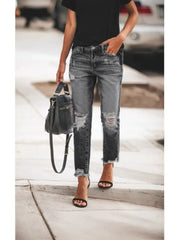 Lennon Distressed High Rise Denim