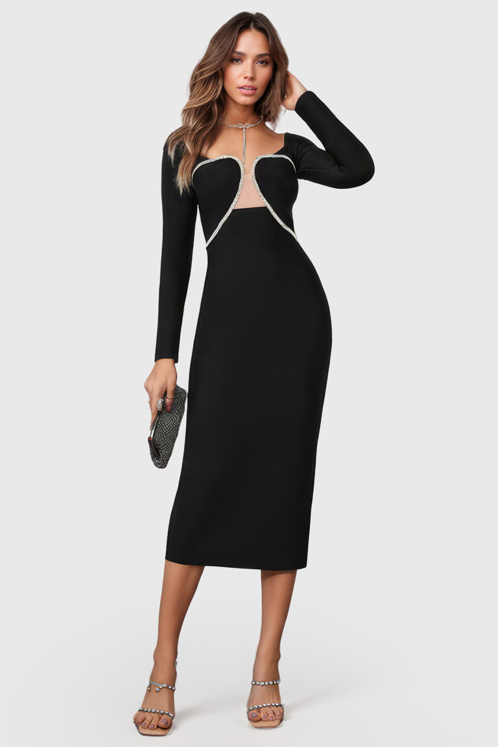 Black Elegant Long Sleeve Bodycon Dress