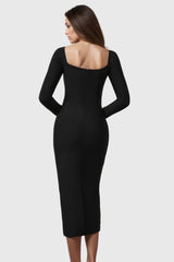 Black Elegant Long Sleeve Bodycon Dress