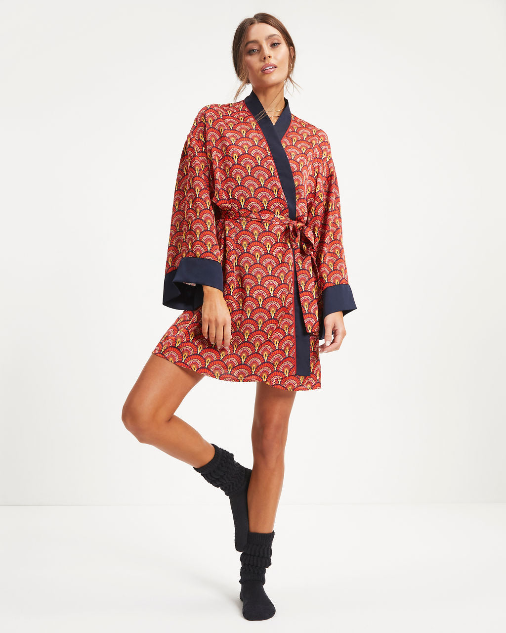 Grace Satin Printed Kimono Robe