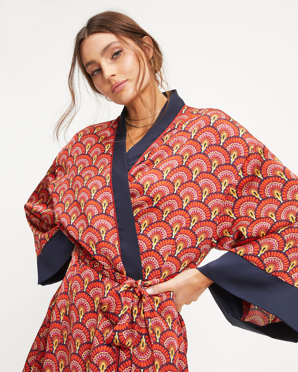 Grace Satin Printed Kimono Robe