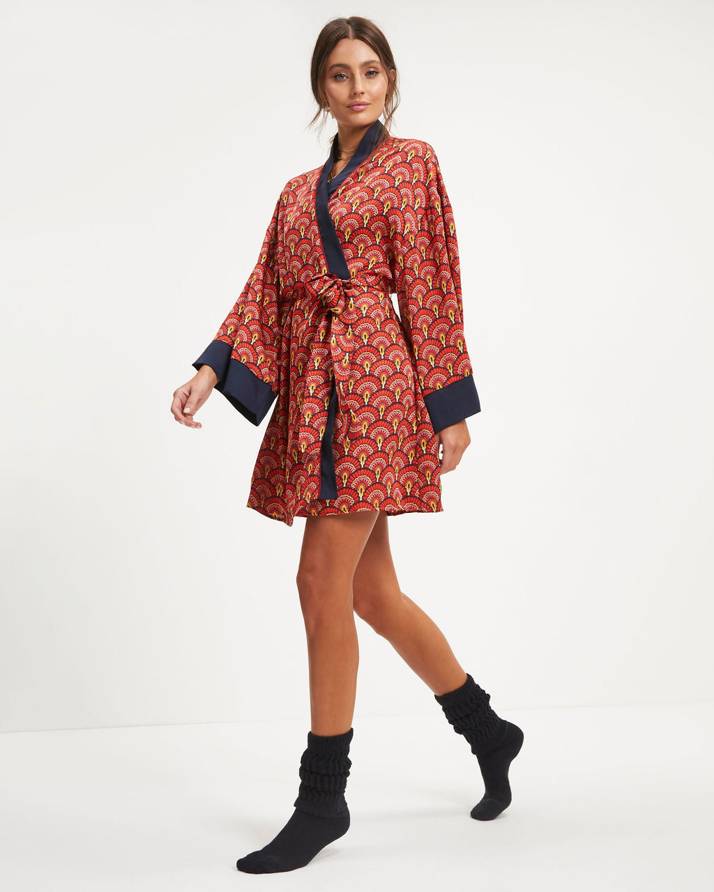 Grace Satin Printed Kimono Robe