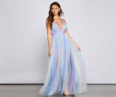 Nylah Pleated Rainbow A-Line Dress