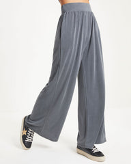 Molly Pocketed Wide Leg Pants - Charcoal