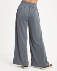 Molly Pocketed Wide Leg Pants - Charcoal